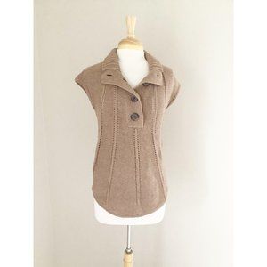 BCBGMaxAzria Brown Lambswool Short Sleeve Sweater
